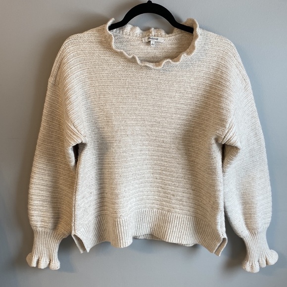 Madewell Ruffle Mock Neck Pullover Sweater in Cotton-Merino - Picture 2 of 7
